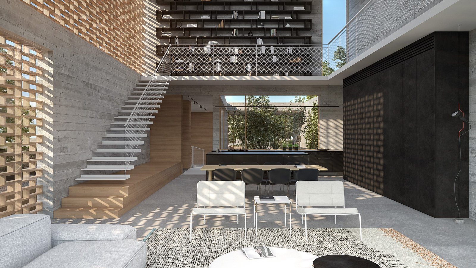 Edificio blanco dentro